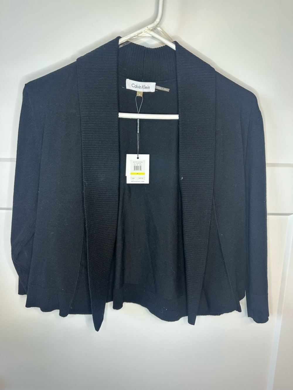 Calvin Klein Women's Black Open-Front Shawl Collar Cardigan